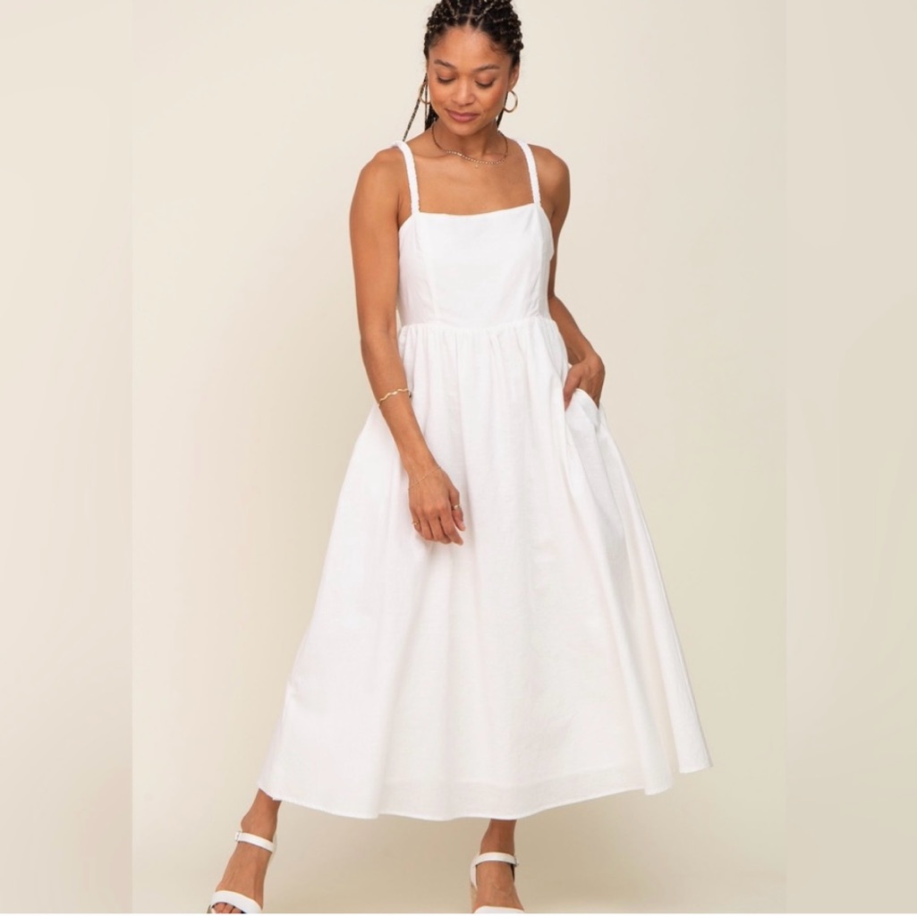 Skies Are Blue White Midi Dress